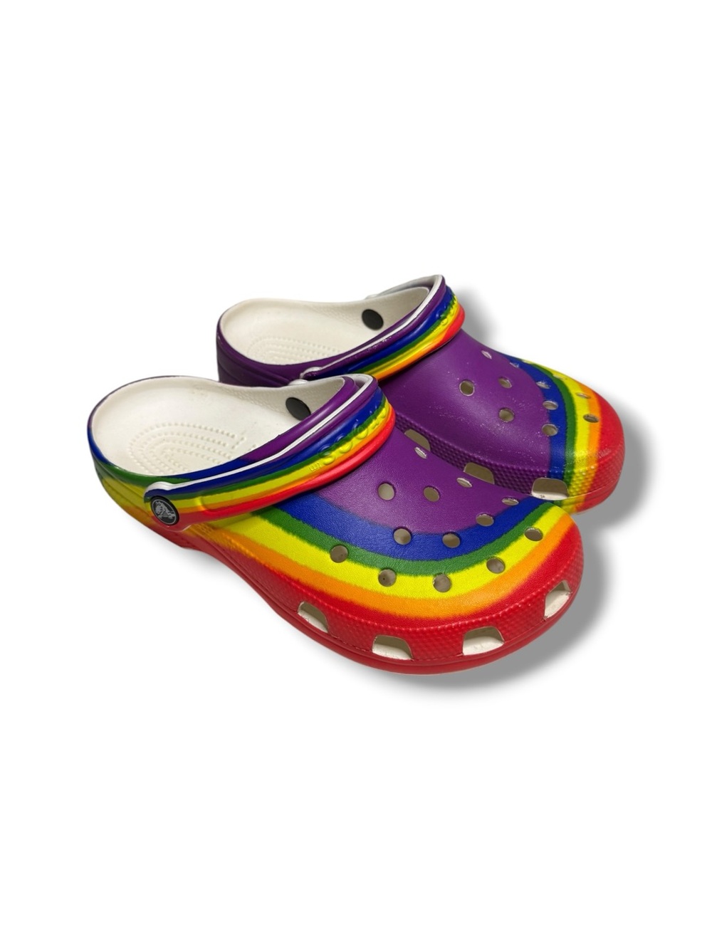 PRIDE Rainbow Crocs Dye Stripe Classic UNISEX MENS 6/WOMENS 8 Festival Outdoors